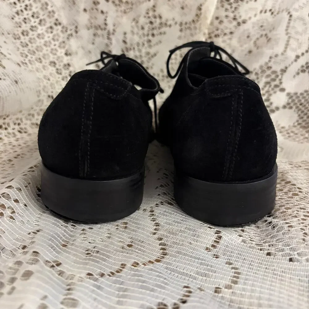 Francesco Di Mosso Men's Size 41 (8) Black Suede Lace Up Loafers Shoes